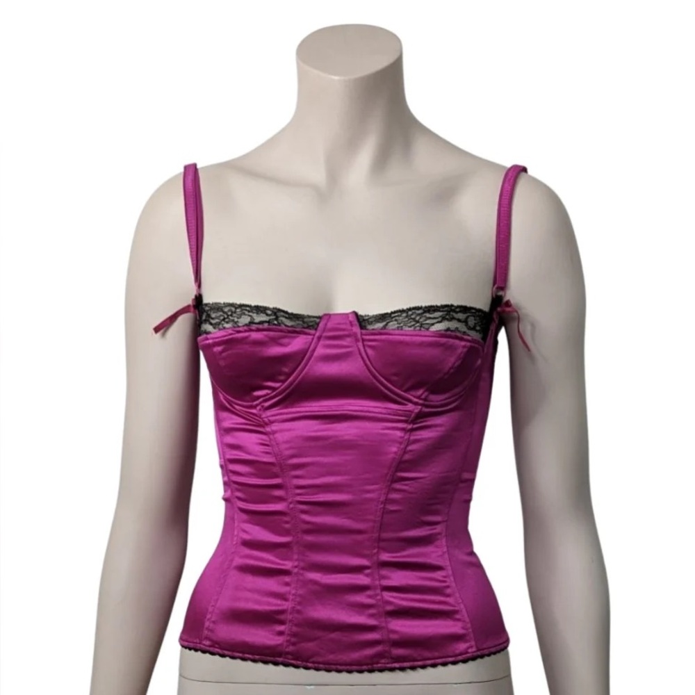 D&G by Dolce and Gabbana pink bustier with black lace trim IT 42/Small-Medium